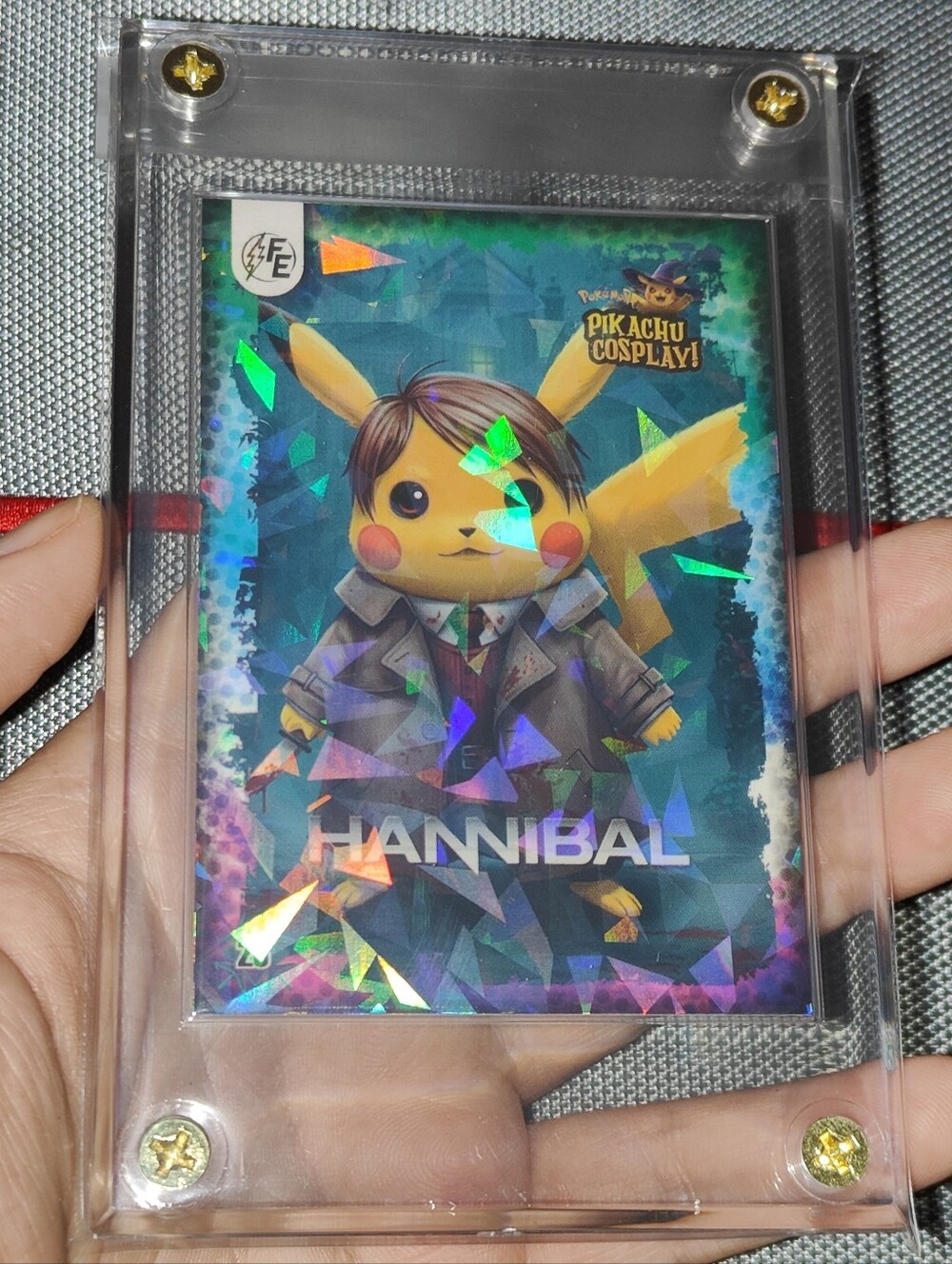 Hannibal Lector holo encased Pikachu Cosplay Horror card Unofficial Pokemon Peru